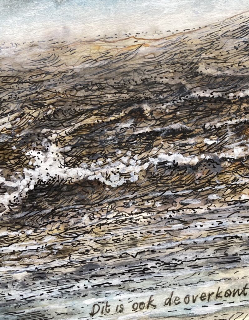 “Dit is ook de overkant”
©Laurens Bontes illustratie
zeetje met hondenkont
LAU LBI-galerie